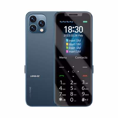 LONG-CZ A6 4 SIM Mini Mobile Phone 2.4” GSM 2G Dual Standby Ultra Thin Pocket Phone with MP3 FM Flashlight 1200mAh Battery 1